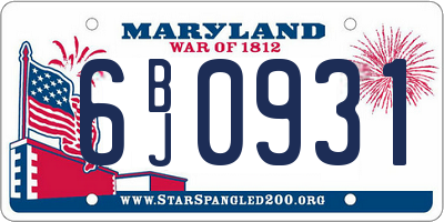 MD license plate 6BJ0931