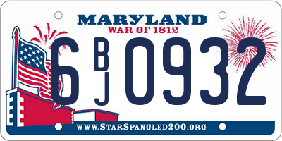 MD license plate 6BJ0932