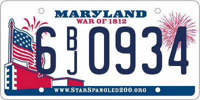 MD license plate 6BJ0934