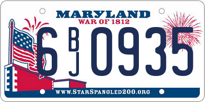 MD license plate 6BJ0935