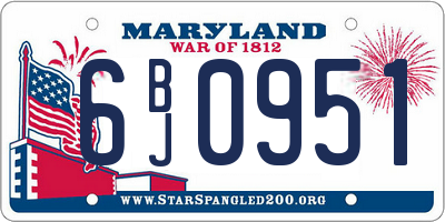 MD license plate 6BJ0951