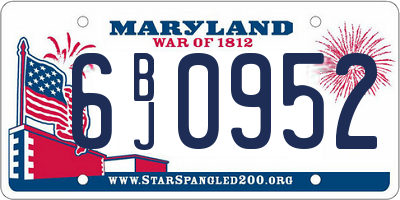 MD license plate 6BJ0952