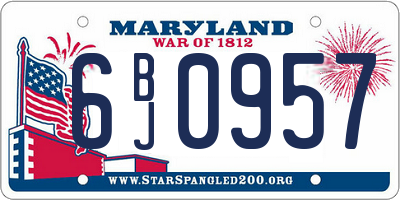 MD license plate 6BJ0957