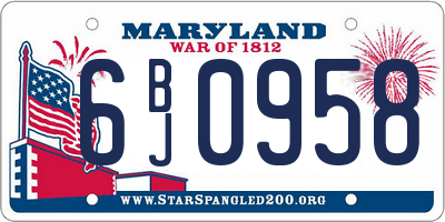 MD license plate 6BJ0958