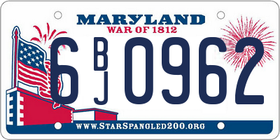 MD license plate 6BJ0962