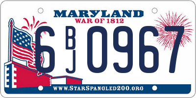MD license plate 6BJ0967