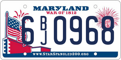 MD license plate 6BJ0968