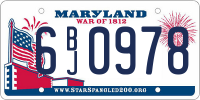 MD license plate 6BJ0978