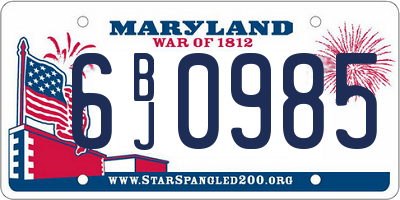 MD license plate 6BJ0985