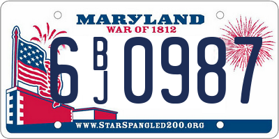 MD license plate 6BJ0987