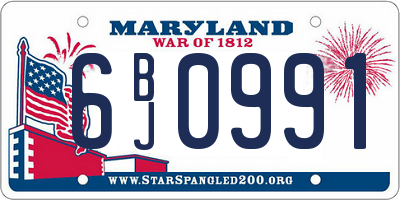 MD license plate 6BJ0991