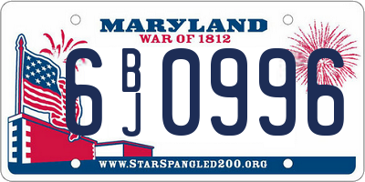MD license plate 6BJ0996