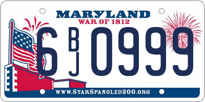 MD license plate 6BJ0999