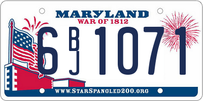 MD license plate 6BJ1071