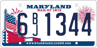 MD license plate 6BJ1344