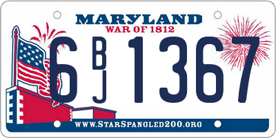 MD license plate 6BJ1367
