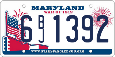MD license plate 6BJ1392