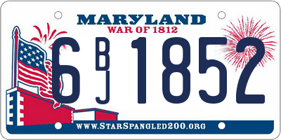 MD license plate 6BJ1852