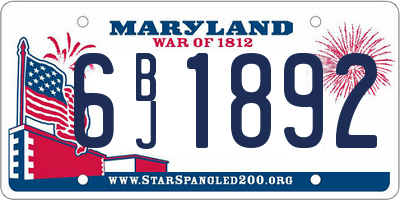 MD license plate 6BJ1892