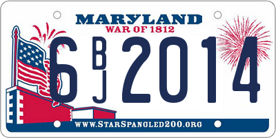 MD license plate 6BJ2014