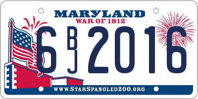 MD license plate 6BJ2016