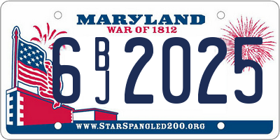 MD license plate 6BJ2025