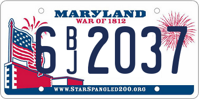 MD license plate 6BJ2037
