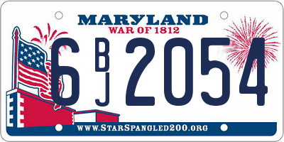 MD license plate 6BJ2054