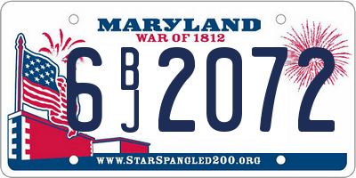 MD license plate 6BJ2072