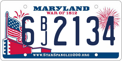 MD license plate 6BJ2134