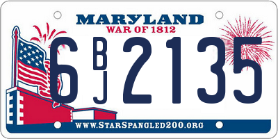 MD license plate 6BJ2135