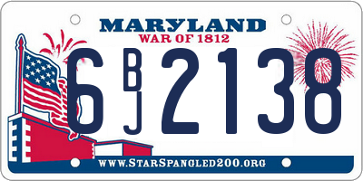 MD license plate 6BJ2138