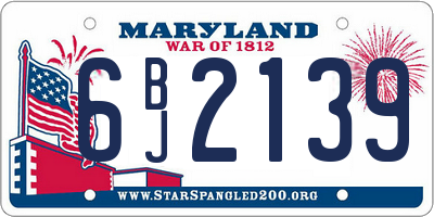 MD license plate 6BJ2139