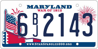 MD license plate 6BJ2143