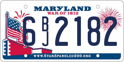 MD license plate 6BJ2182