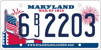 MD license plate 6BJ2203