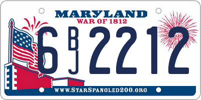MD license plate 6BJ2212
