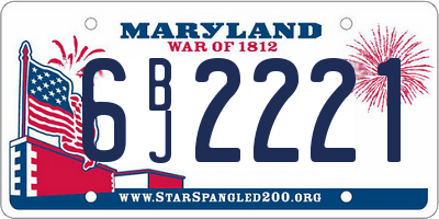 MD license plate 6BJ2221