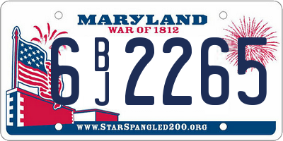 MD license plate 6BJ2265