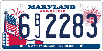 MD license plate 6BJ2283