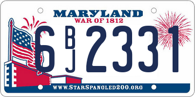 MD license plate 6BJ2331