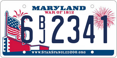 MD license plate 6BJ2341