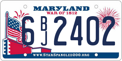 MD license plate 6BJ2402