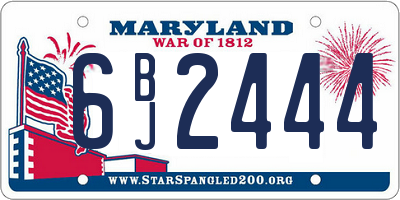 MD license plate 6BJ2444