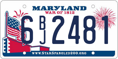 MD license plate 6BJ2481
