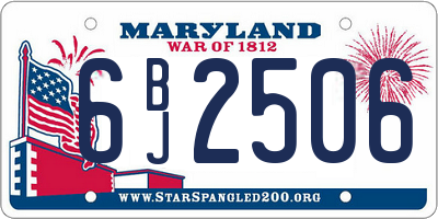 MD license plate 6BJ2506