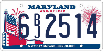 MD license plate 6BJ2514