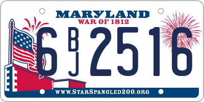 MD license plate 6BJ2516