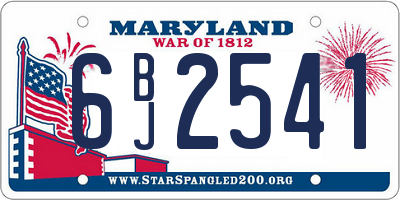 MD license plate 6BJ2541