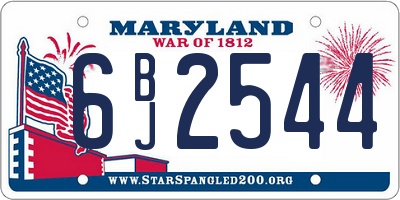 MD license plate 6BJ2544
